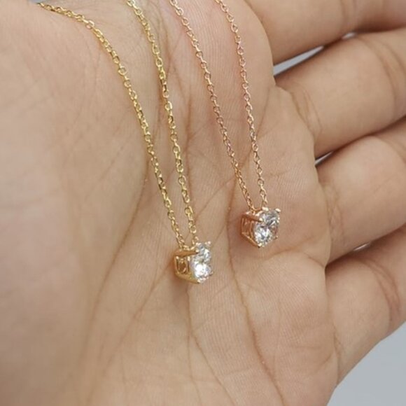 14K Gold 0.50 Ct Lab Grown Diamond Solitaire Pendant Necklace - Picture 4 of 4